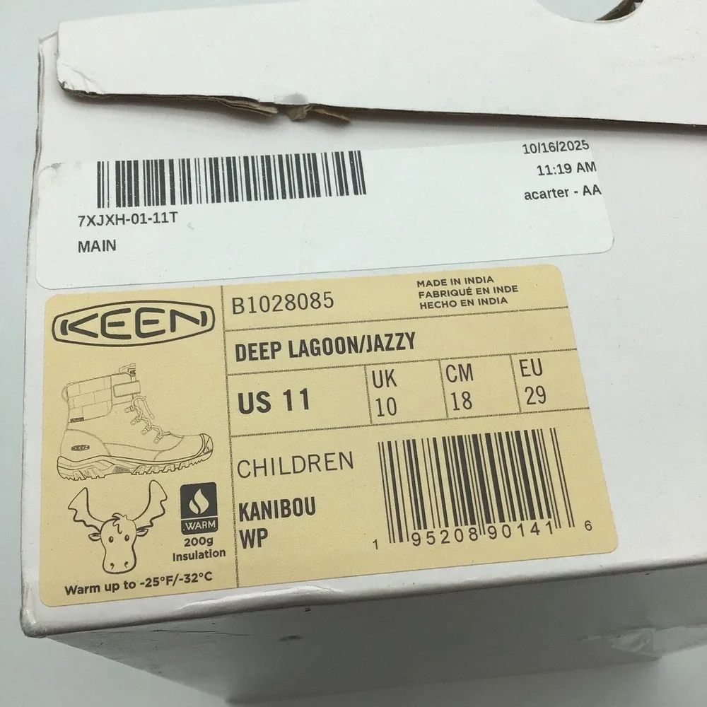 Keen Kanibou WP Kids Winter Boots Deep Lagoon Jazzy Green Waterproof Size 11 NEW